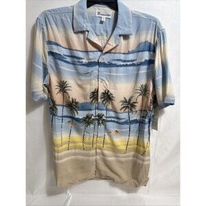 No Boundaries Hawaiian Shirt Mens M 38/40 New Untuck Hem Camp Style Button Up